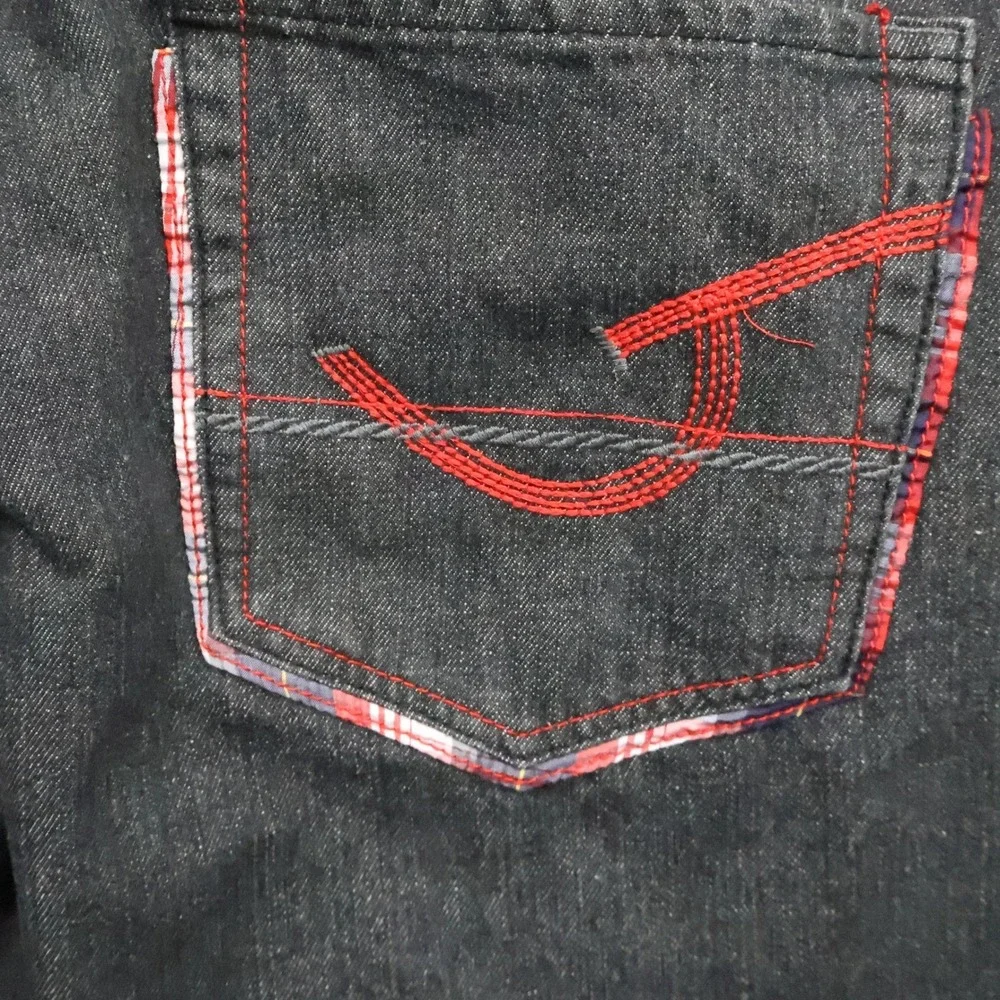Red Ape Jeans Mens 38X29 wide leg baggy y2k Pants Red Stitching Streetwear